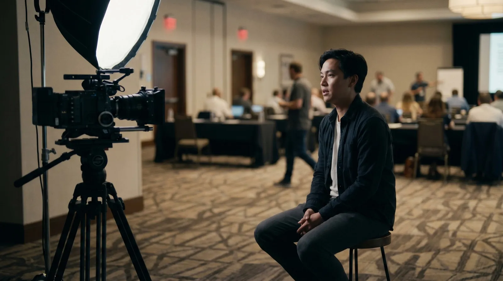 Coin interview filmé pendant un séminaire d'entreprise